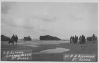 Picture of the SS Eltham washed up on Chapel Porth beach